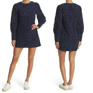 NWT  Something Navy Edie Floral Long Sleeve Corduroy Mini Dress
